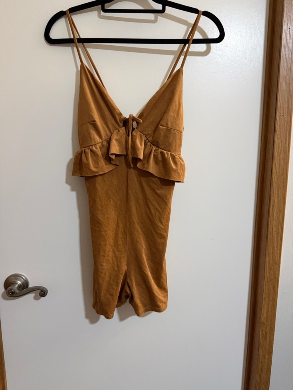 The Vintage Shop Rust-Brown Sleeveless Tie-Front Romper